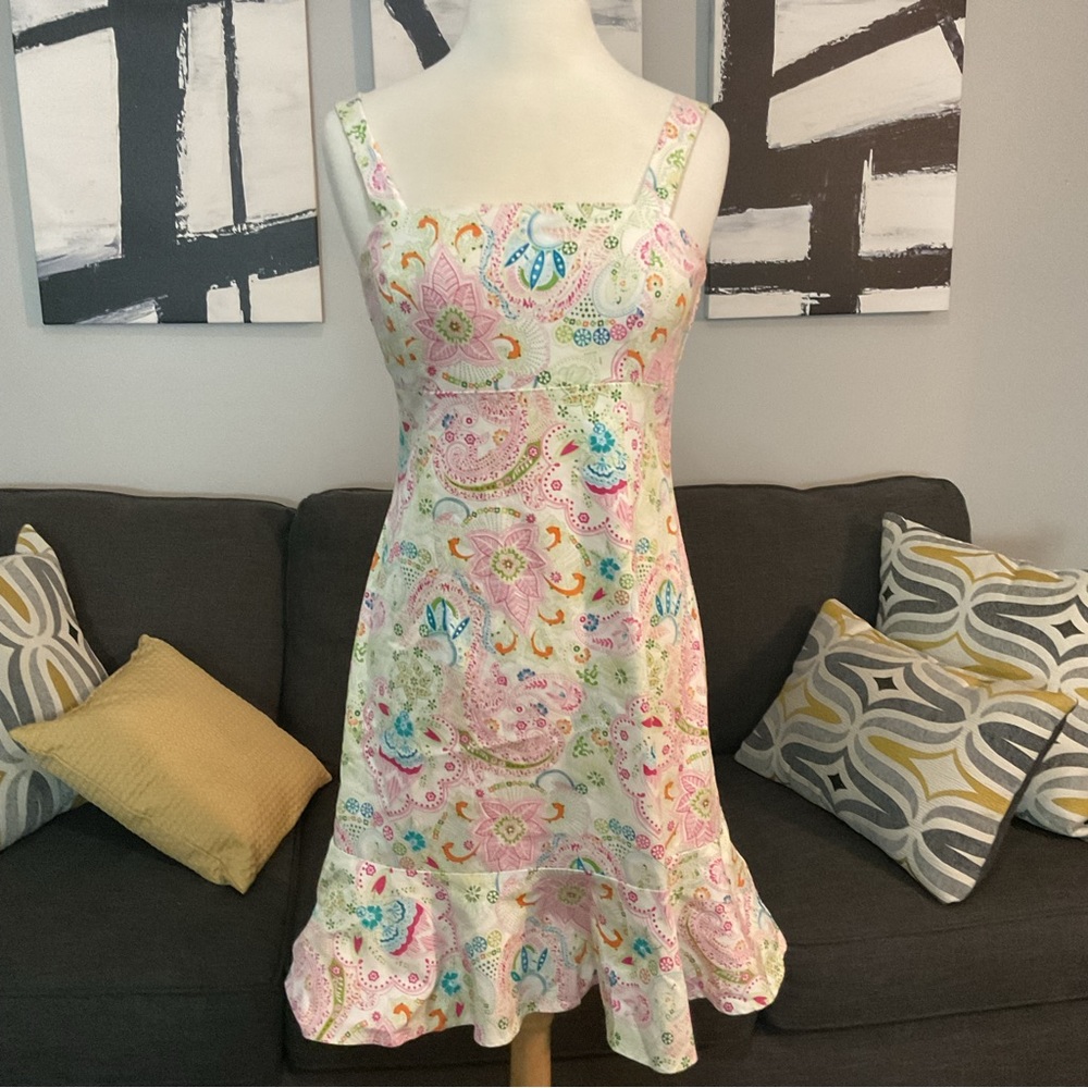Karin Stevens Paisley LOFT Dress Womens Size 10P Multi Colored Summer